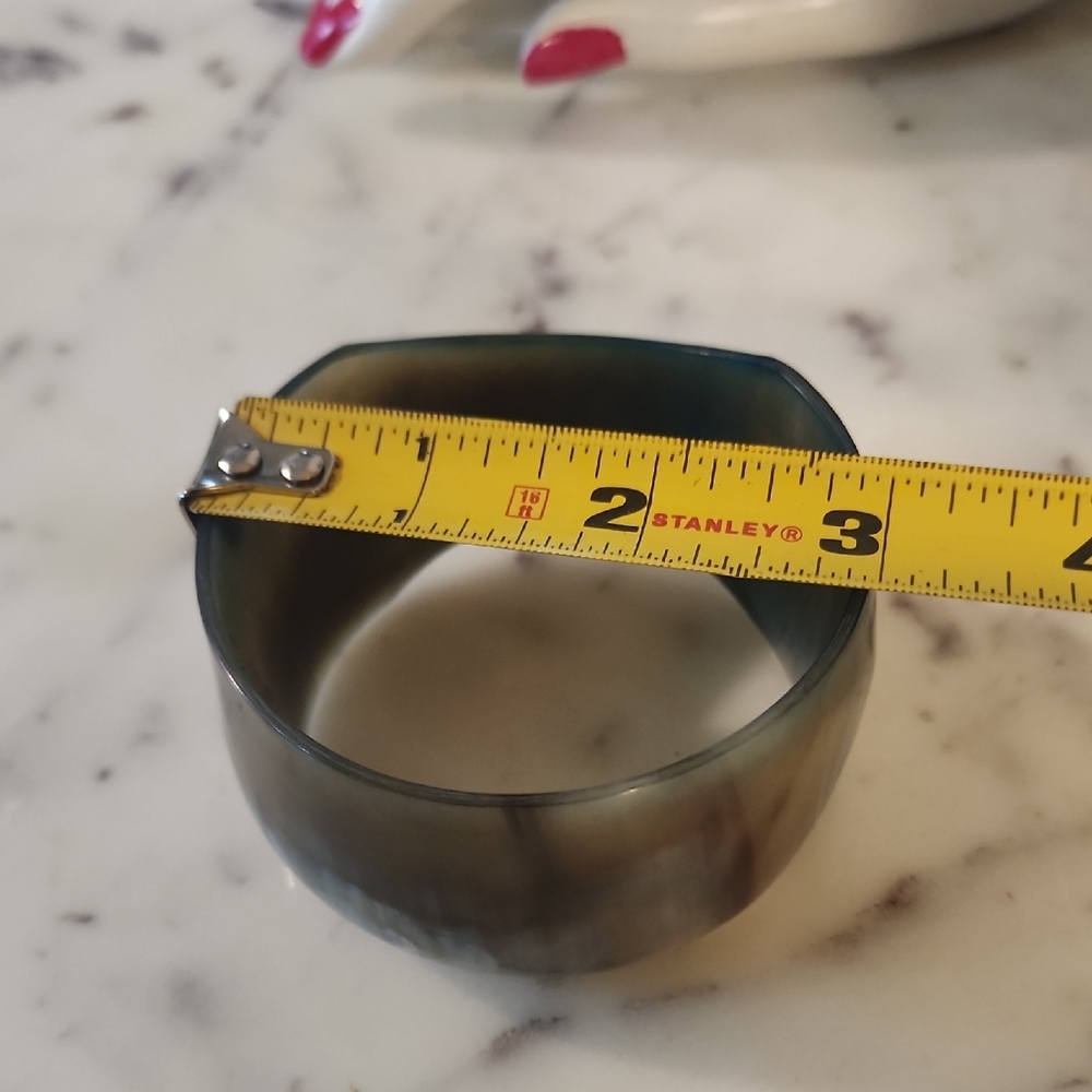 Natural Buffalo Horn Blueish |Wide Bangle Bracelet - Picture 5 of 6